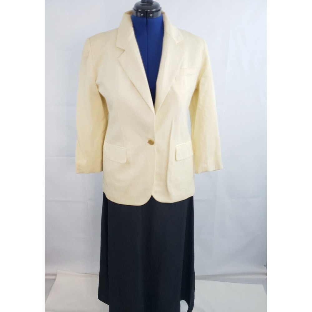 Charter Club Petites Notched Shawl Yellow 100% Pure Wool Blazer size 10 AA39